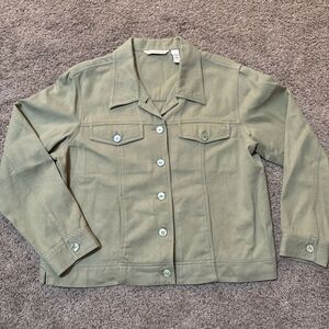 French Laundry L Linen Blazer Jacket Shacket Laganlook Green Lightweight Coastal